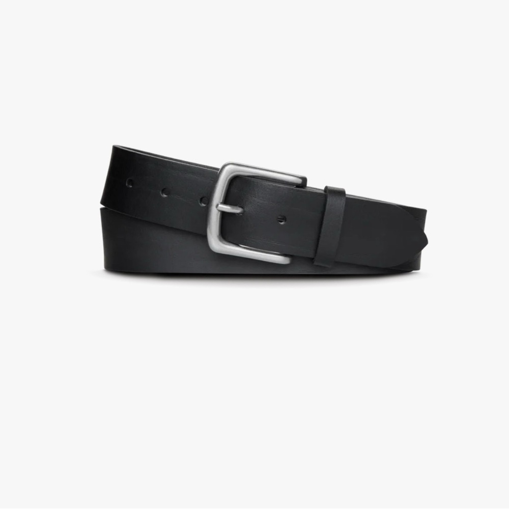 Shinola Black Leather Belt with Silver Buckle
